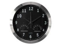 Horloge Murale  En Aluminium Avec Thermomètre & Hygromètre - Ø 35.5 Cm (WC118)