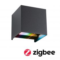 House Applique d'extérieur LED Cybo Smart Home Zigbee 3.0  IP44 carré 100x100mm RGBW+ 2x2,5W 2x150lm 230V  Anthracite Aluminium