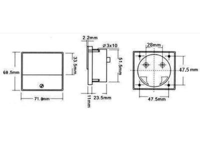 AMPEREMETRE ANALOGIQUE DE TABLEAU 10A CC / 60 x 47mm