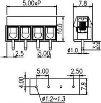 Bloc de jonction à vis 2p h p5 modul p/ci