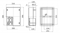 Boîtes à parois lisses pour dérivation couvercle bas transparent IP56 DIMENSION INTERNE 380X300X120 (GW44430)