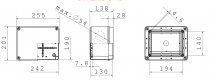 Boîtes de dérivation fond à grande capacité couvercle bas transparent à vis IP56 dimension interne 240x190x130 (GW44138)