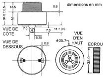 Buzzer a intensite sonore reglable 3-24vcc type a visser (SV18/C)