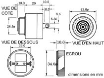 Buzzer ca/cc 220v non-polaire 60-250vca/cc type a visser (SV15)