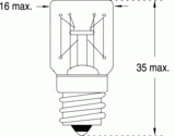 E14 16x35 260v 7w 5000 h (117302)