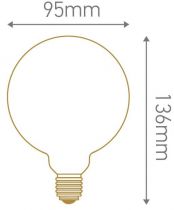 Globe D95 Filament LED \ Calotte Bronze\  8W E27 2700K 950Lm Dimmable (15658) équivalent 75 watts