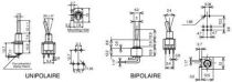 Inverseur miniature unipolaire coude on-off-on 1rt pour ci