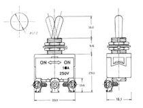 Inverseur spdt 1p on-off-on 10a/250v connections a vis (JS-510C)