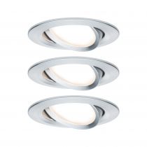 Kit de 3 spots encastrés LED Coin Slim IP23 rond 6,8 W alu à intensité variable et orientables (93903)