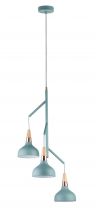 Luminaire en suspension Neordic Juna 3 flammes Vert satiné / Cuivre / Bois (79653)