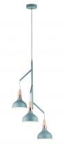 Luminaire en suspension Neordic Juna 3 flammes Vert satiné / Cuivre / Bois (79653)