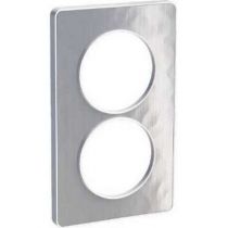 Odace touch, plaque aluminium martelé avec liseré blanc 2 postes verticaux 57 mm