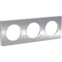 Odace touch, plaque aluminium martelé liseré blanc 3 postes horiz./vert. 71 mm