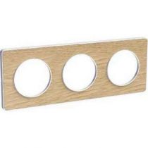 Odace touch, plaque bois naturel liseré blanc 3 postes horiz./vert. 71 mm