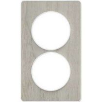 Odace touch, plaque noyer avec liseré blanc  2 postes verticaux 57 mm