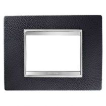 Plaque lux rectangulaire  - cuir - 3 modules - noir - chorus