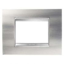 Plaque lux rectangulaire  - en métal - 3 modules - inox brossé - chorus