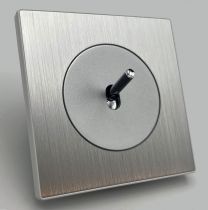 Poussoir 6A-250V~ à levier chrome et enjoliveur aluminium - Collection DOM de Fontini (85312511)