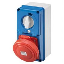 Prises verticales étanches avec interrupteur de verrouillage 50/60hz sans fonc (IEC309) (IP55)3p+t 32a 230v 9h sbf