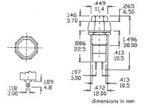 R18-24a bouton-poussoir off-on rouge 3a/125v (R1824A/125)