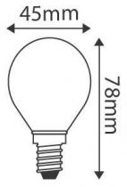 Sphérique G45 Filament LED \ Calotte Argentée\  4W E14 2700K 350Lm Dimmable  (15647)