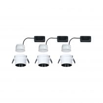 Spot encastré LED Gil Kit de base IP44 rond 68mm Coin 3x6W 3x470lm 230V 2700K Blanc dépoli/Noir mat (93377)