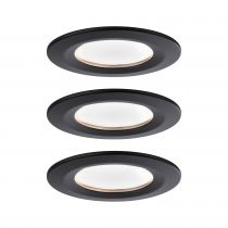 Spots encastrés LED Nova rond 3x6,5W Noir/dépoli fixe gradable sur 3niveaux kit de 3 (94474)