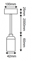 Suspension métal bronze avec câble textile noir de 2m et douille lisse E27 (187517)