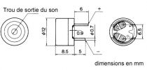 Transducteur piezo 1.5vca 2.048khz 88db type ci (TV3)