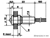 Voyant led rouge 12v - boitier chrome (12VCR)